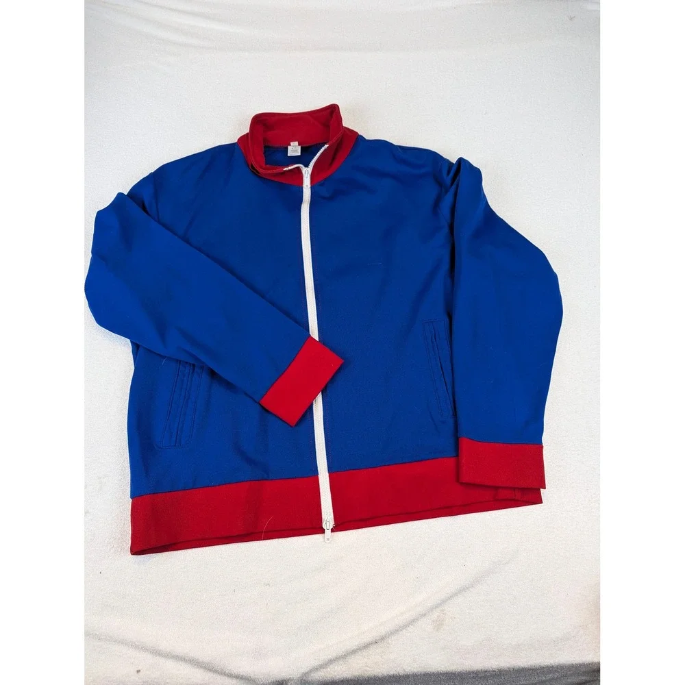 Blue Red Union Jack‎ Track Jacket Full Zip Mens Size L Made in USA VTG Full Zip